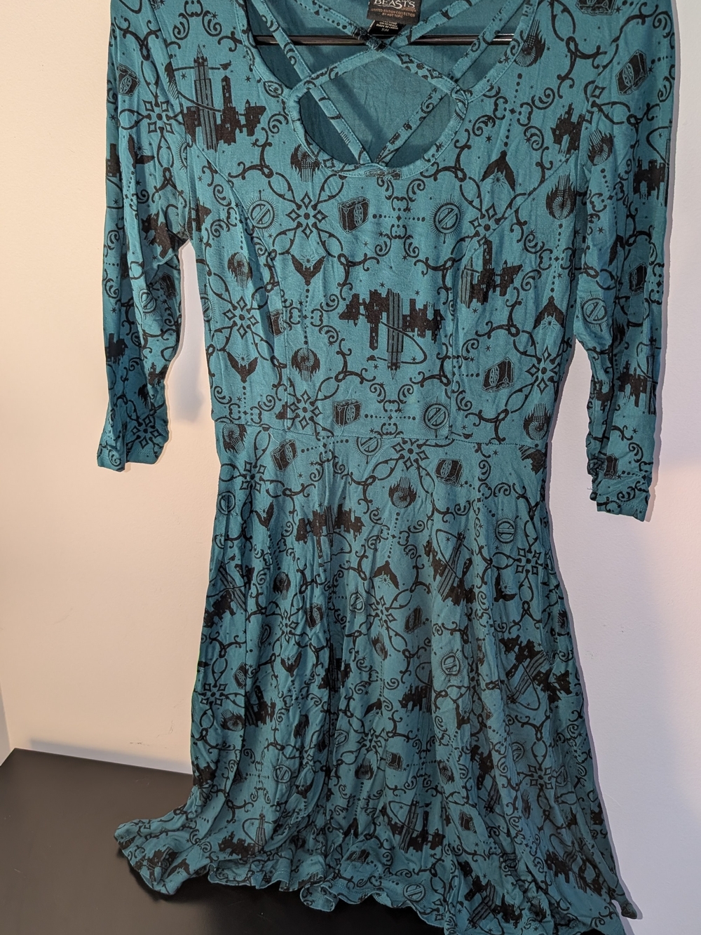Fantastic Beasts / Hot Topic Teal Forest Green Patterned Dress